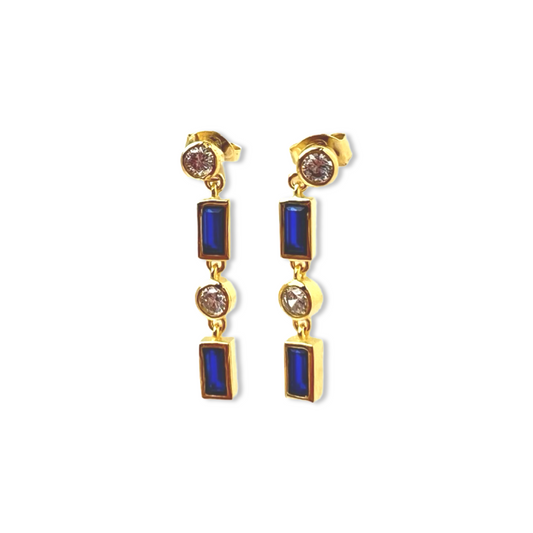 Double Circles & Baguettes Tassel Earring