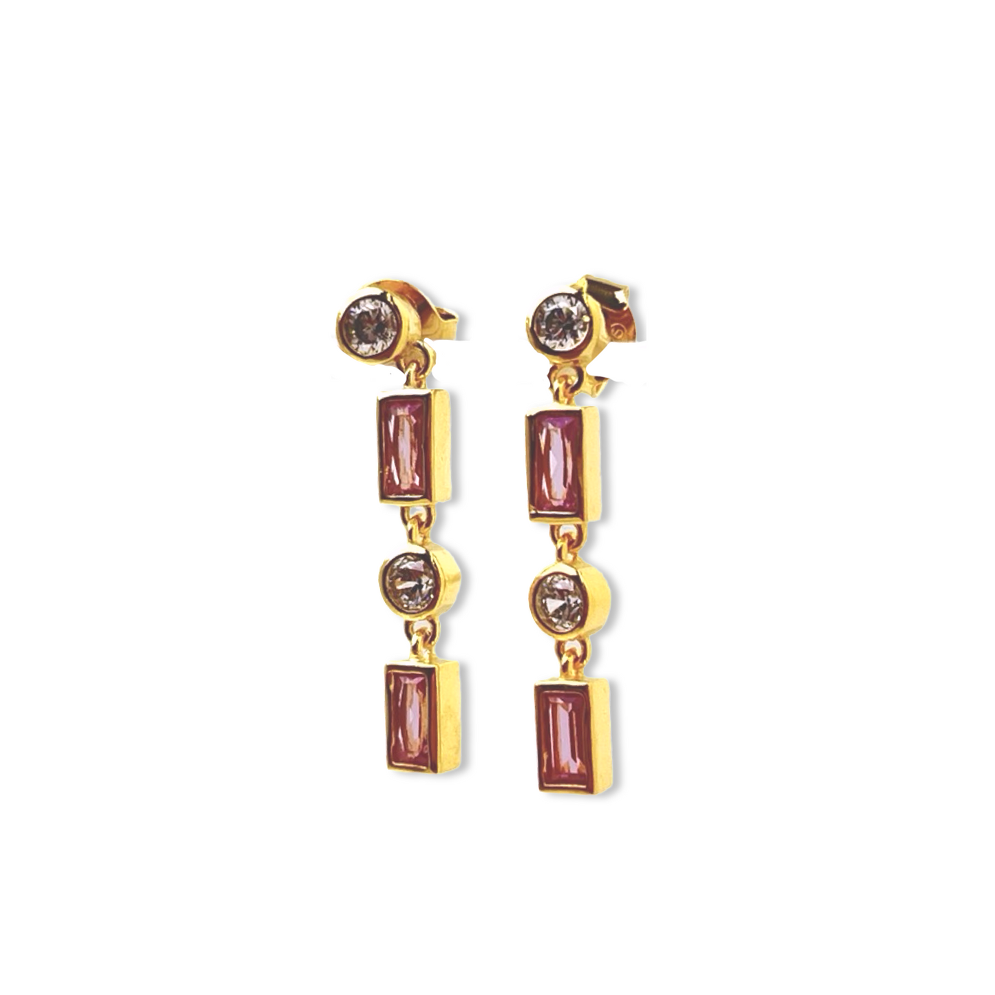 Double Circles & Baguettes Tassel Earring