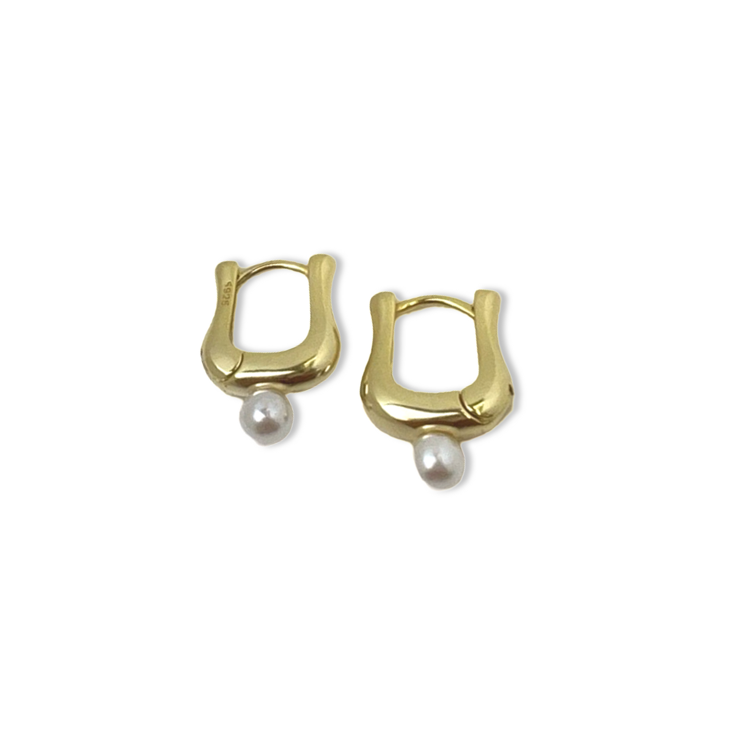 Bold Square Hoops with Attached Pearl