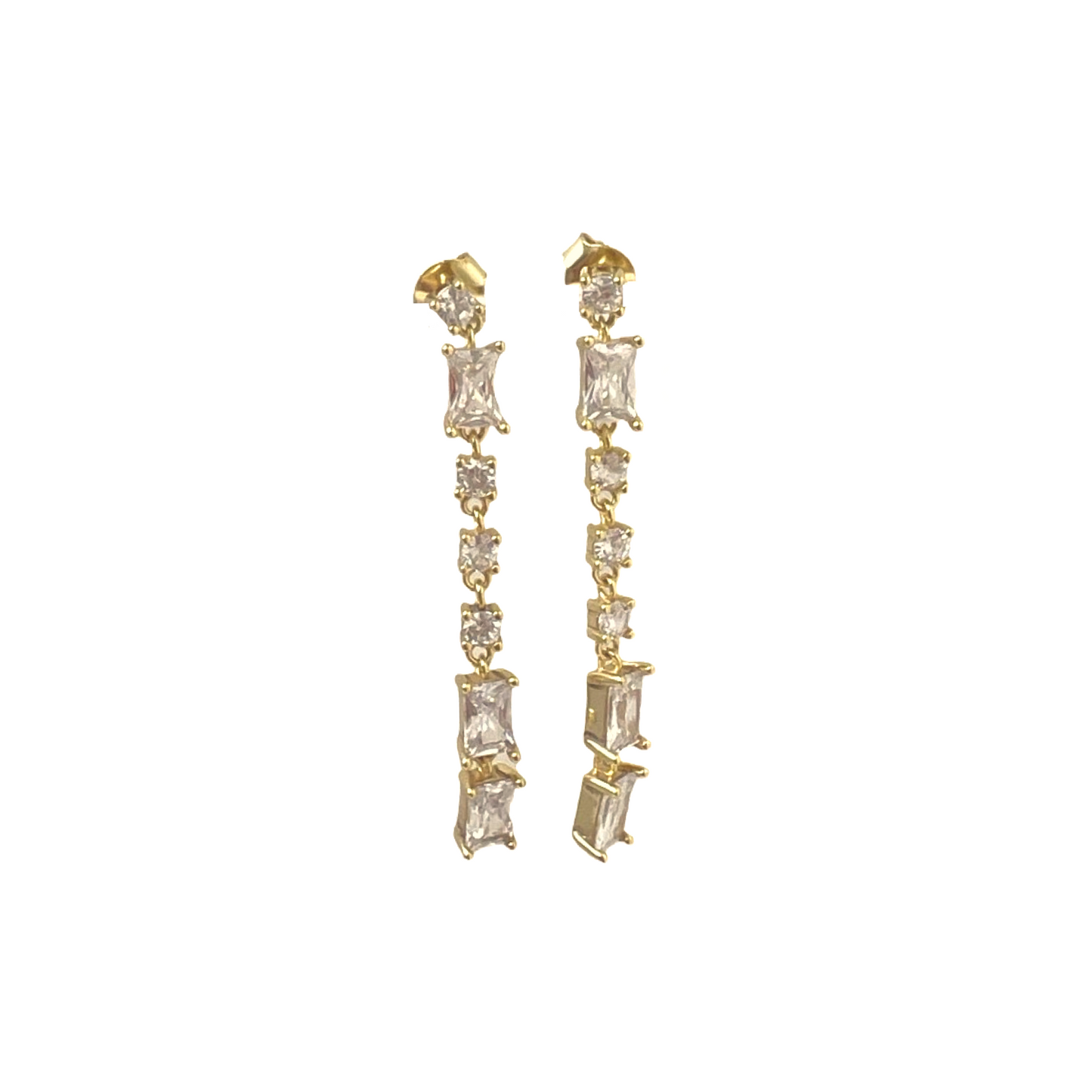 Crystal Baguettes & Circle Stones Tassel Earring