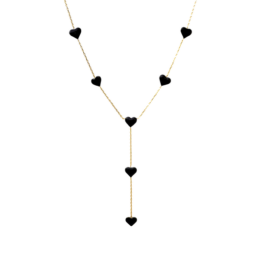 Enamel Multi Hearts Lariat Necklace