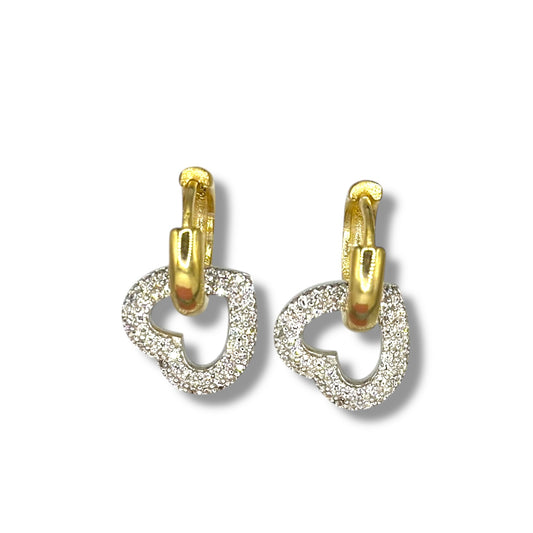 Pavé Hollow Heart Charm Hoop