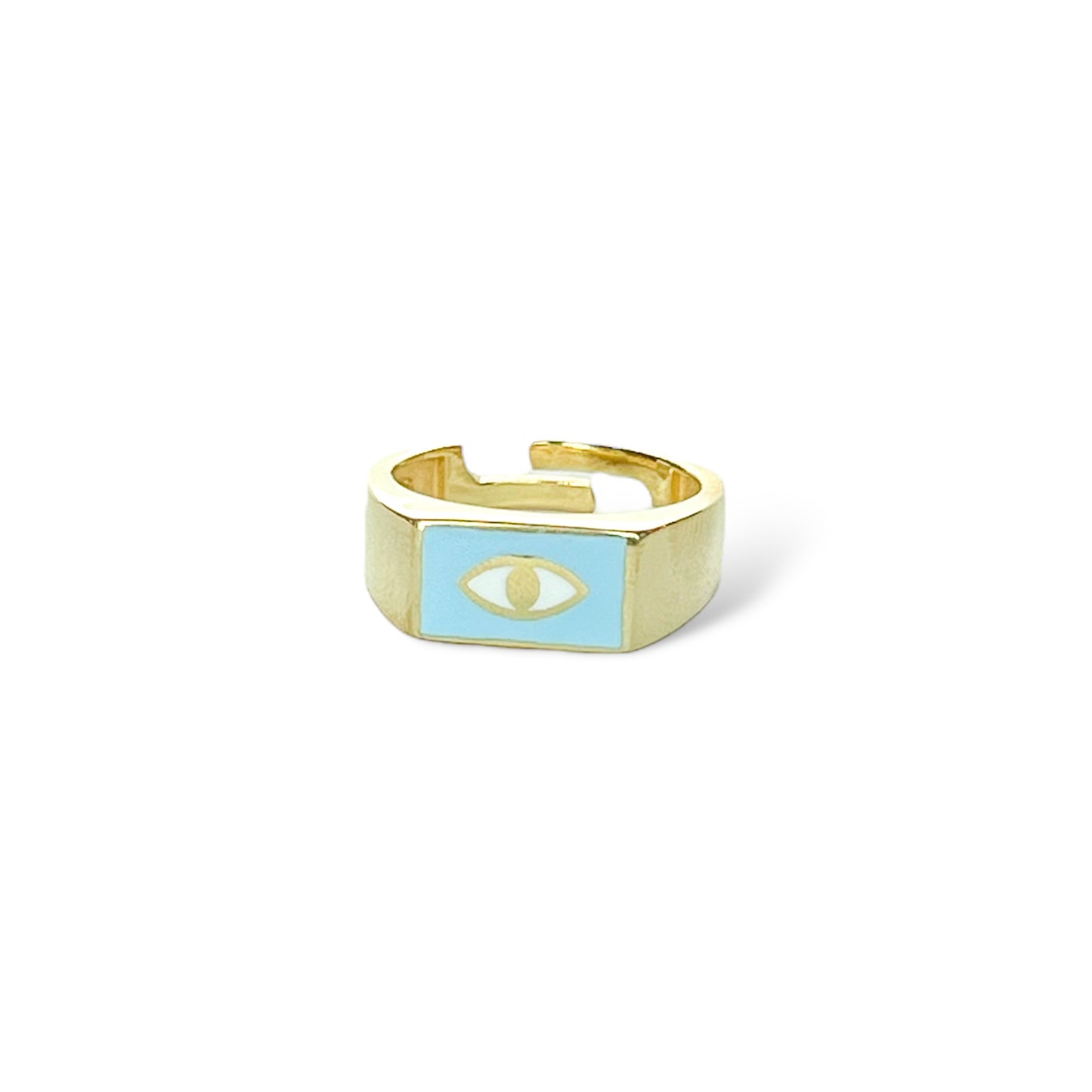 Enamel Eye Rectangle Signet Ring