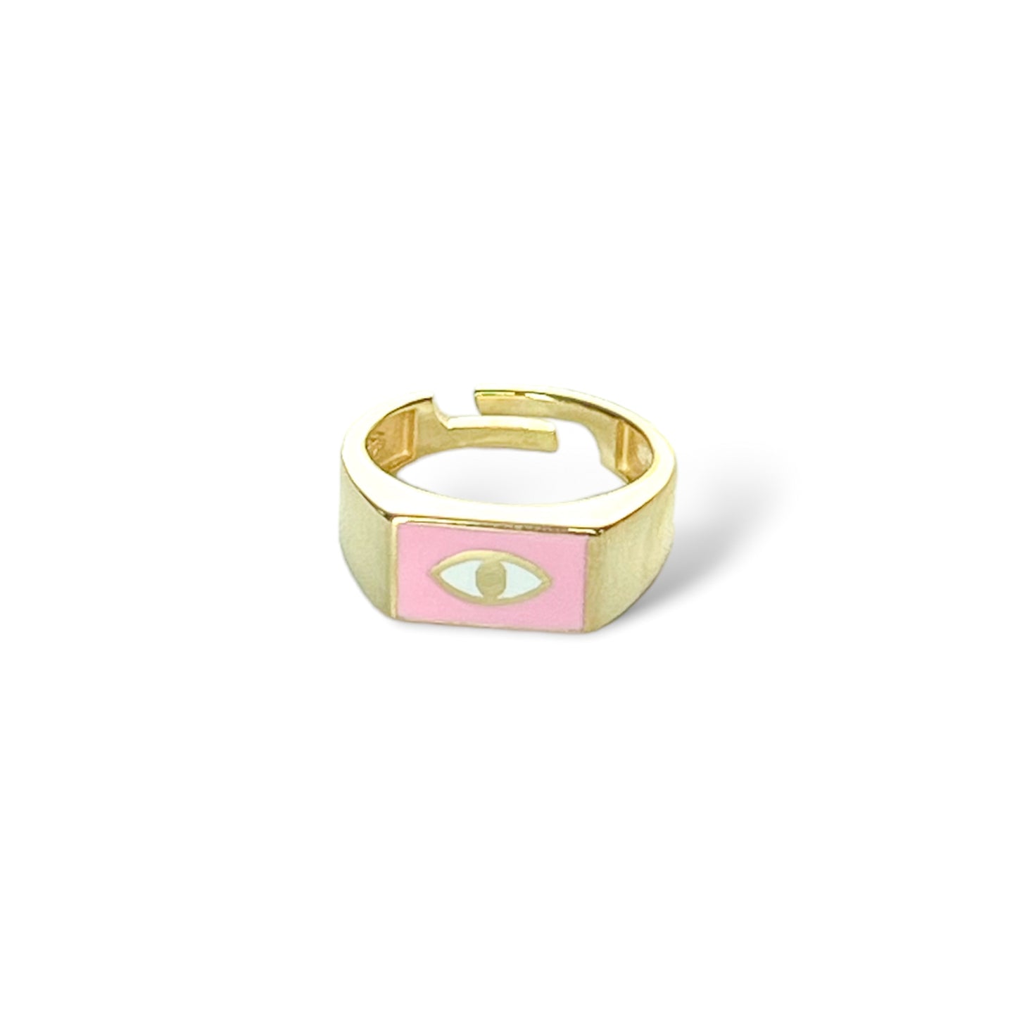 Enamel Eye Rectangle Signet Ring