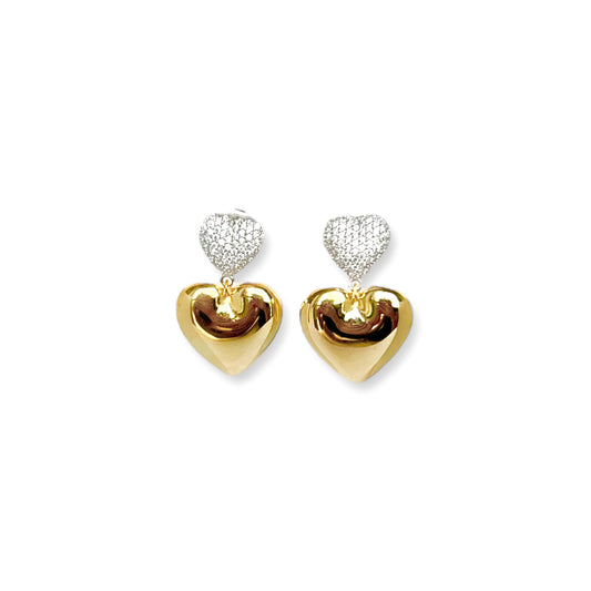 Pavé Double Heart Drop Earrings