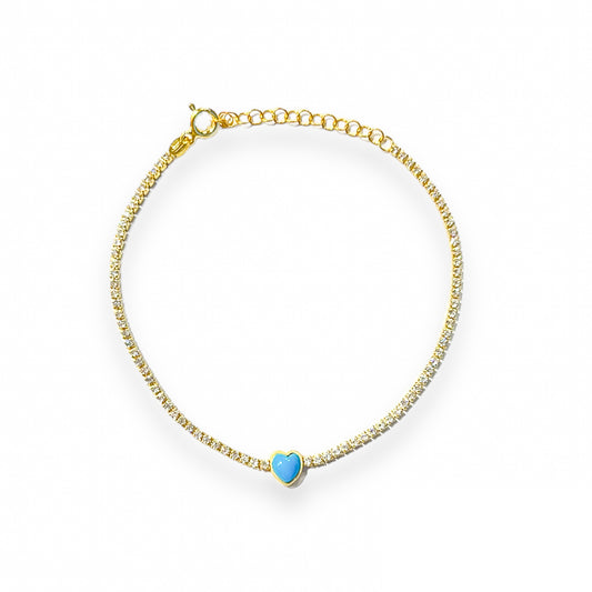 Blue Heart Tennis Bracelet