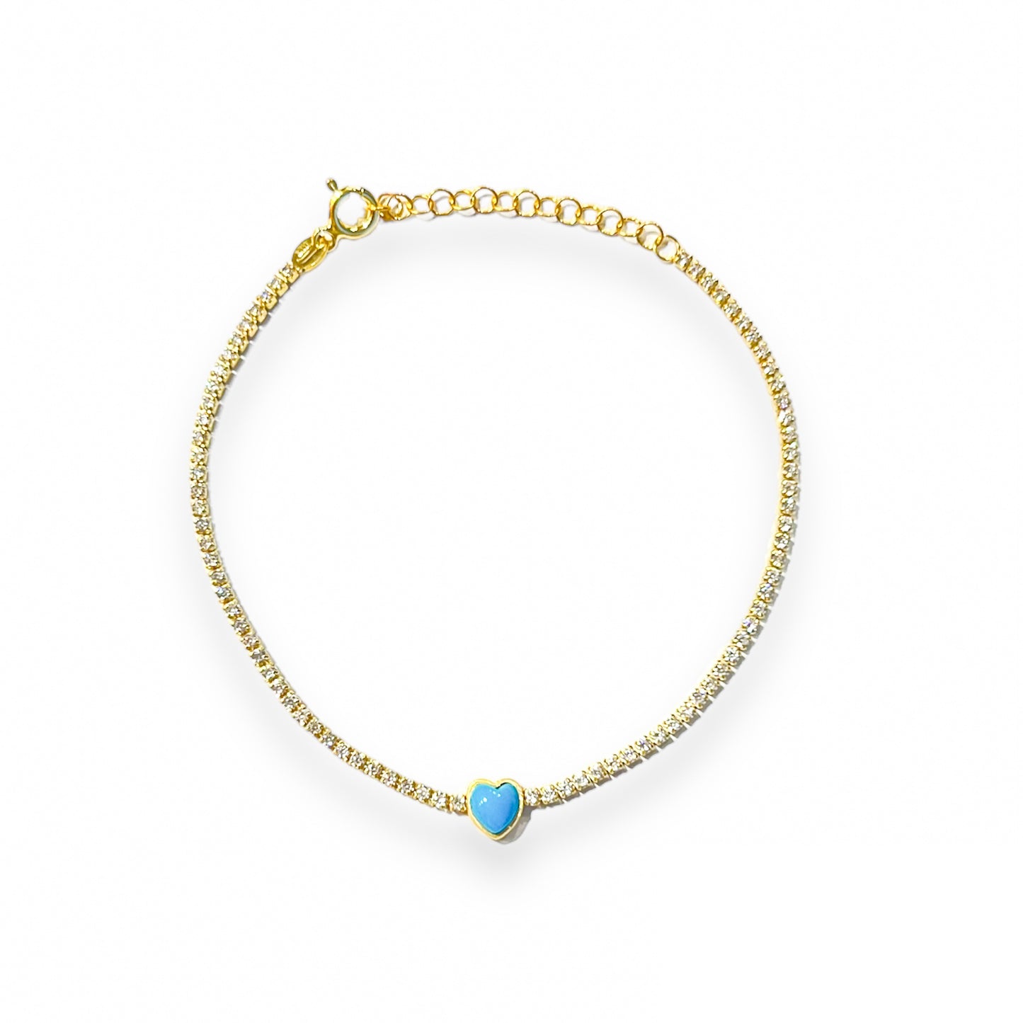 Blue Heart Tennis Bracelet