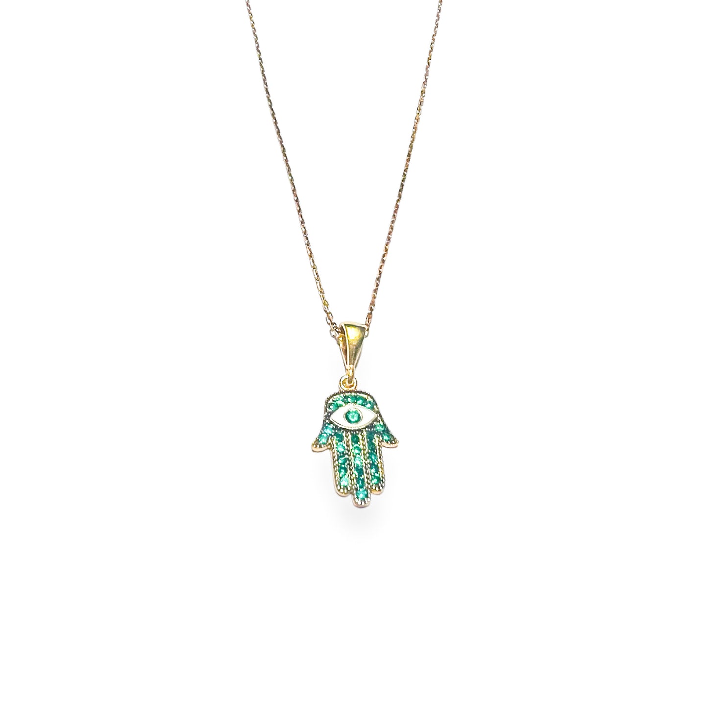 Pavé Evil Eye Hamsa Necklace