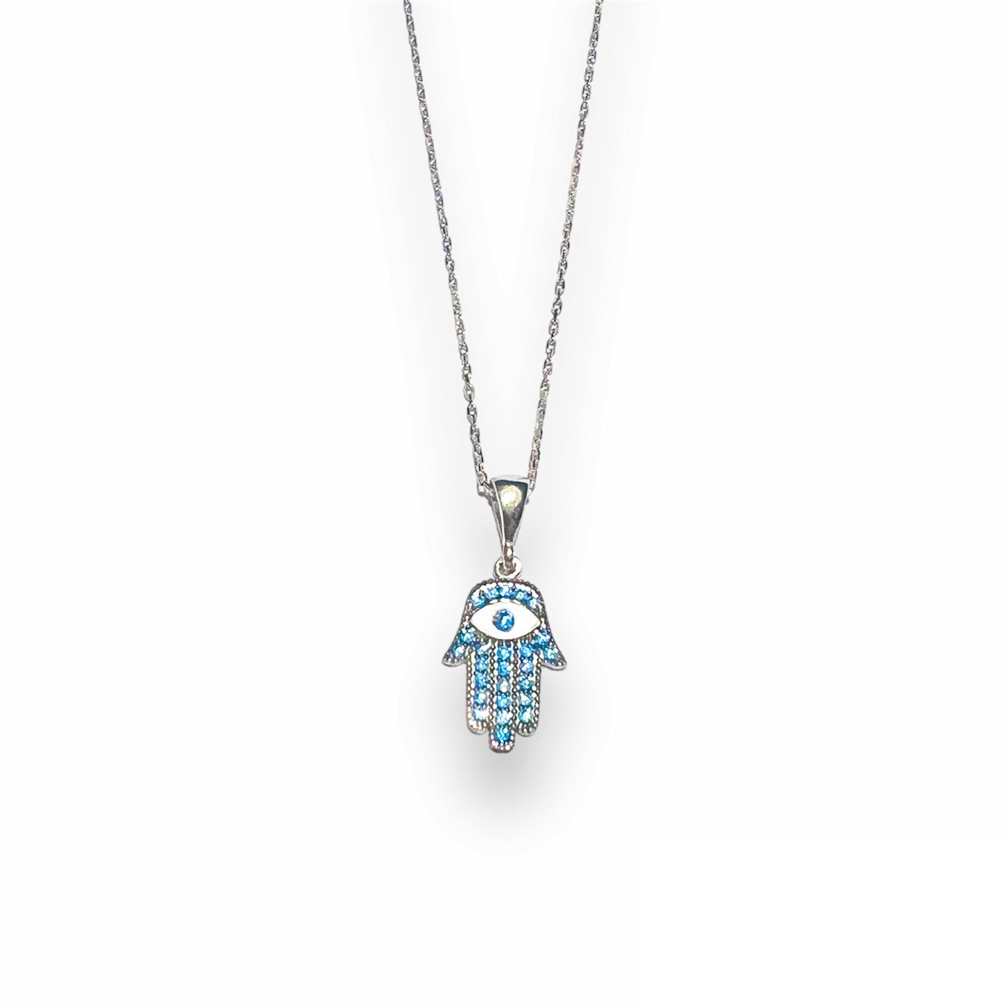 Pavé Evil Eye Hamsa Necklace