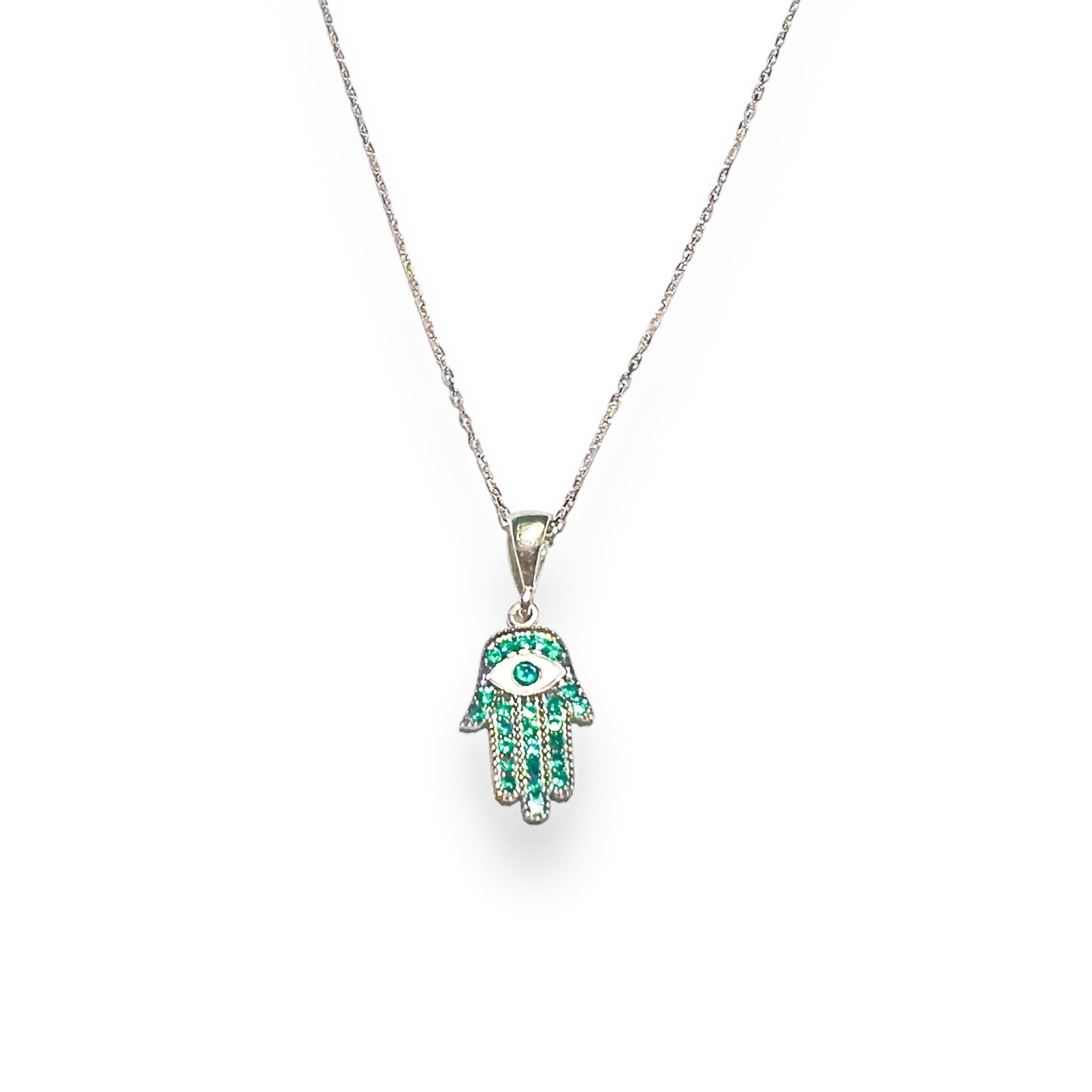 Pavé Evil Eye Hamsa Necklace