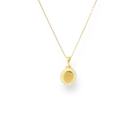 Engravable Oval Pavé Outline Necklace