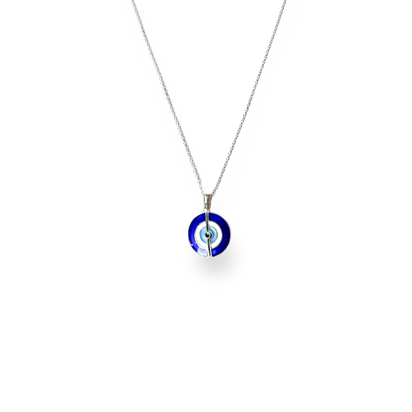 Engravable Blue Enamel Evil Eye Locket Necklace