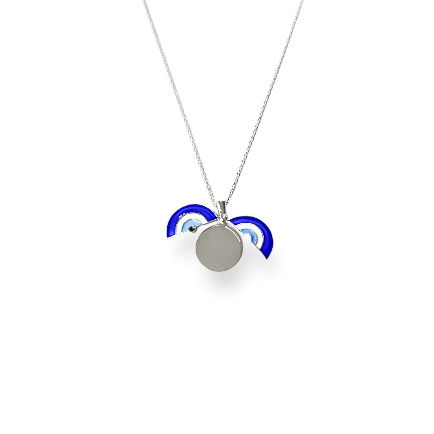 Engravable Blue Enamel Evil Eye Locket Necklace