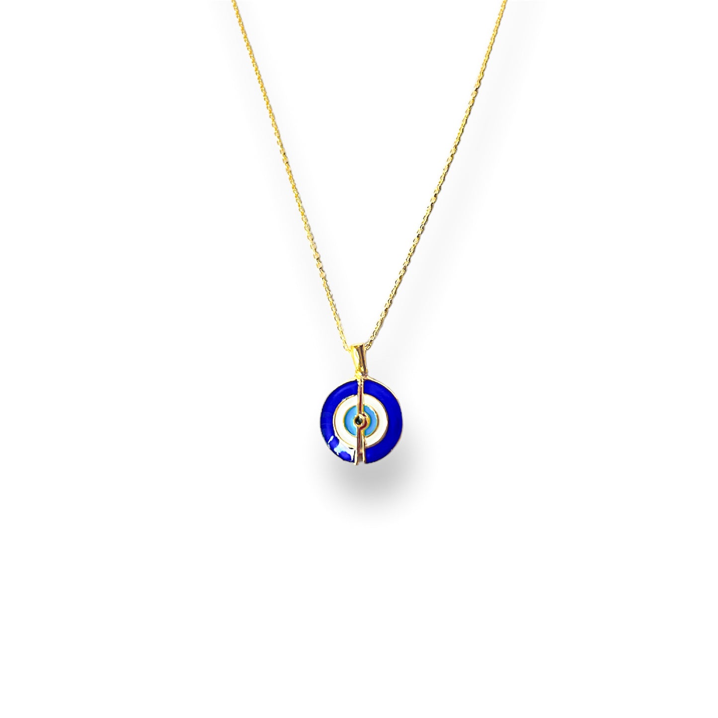 Engravable Blue Enamel Evil Eye Locket Necklace