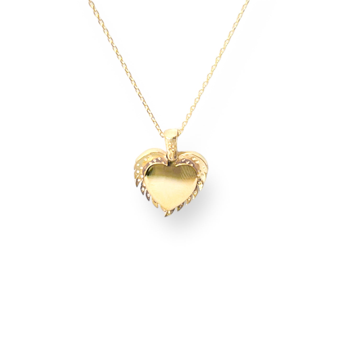 Engravable Pavé Wing Heart Locket Necklace