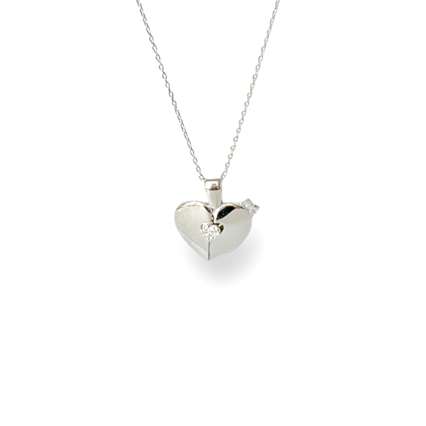 Engravable Bold Heart Mini Pavé Locket Necklace