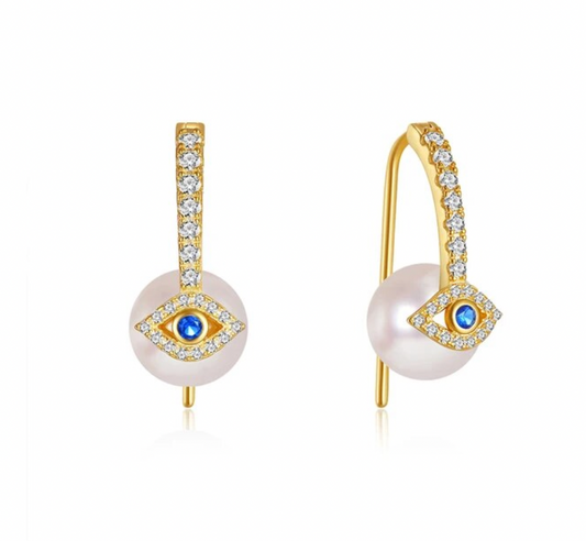 Pavé Eye Pearl Earring