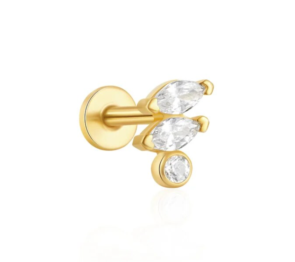 Double Marquise Circle Stone Stud Earring