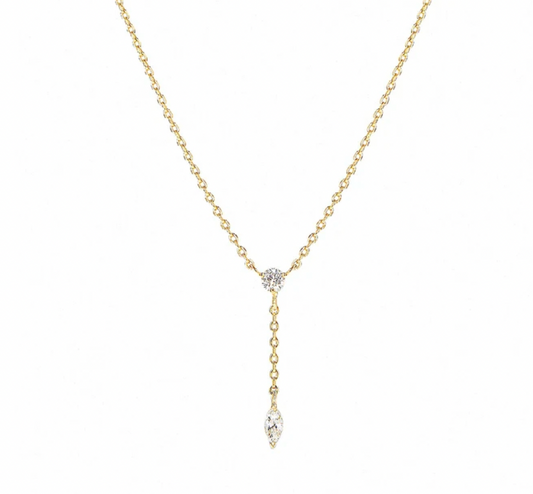 Circle Stone Marquise Lariat Necklace