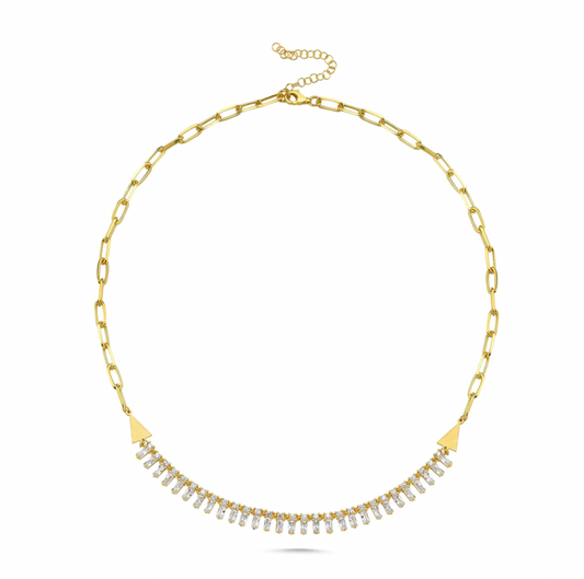 Pavé Baguettes Chain Necklace