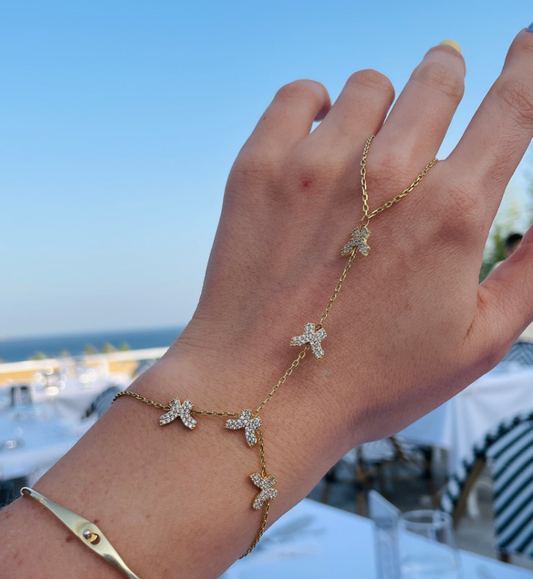 Multi Pavé Butterflies Hand Chain