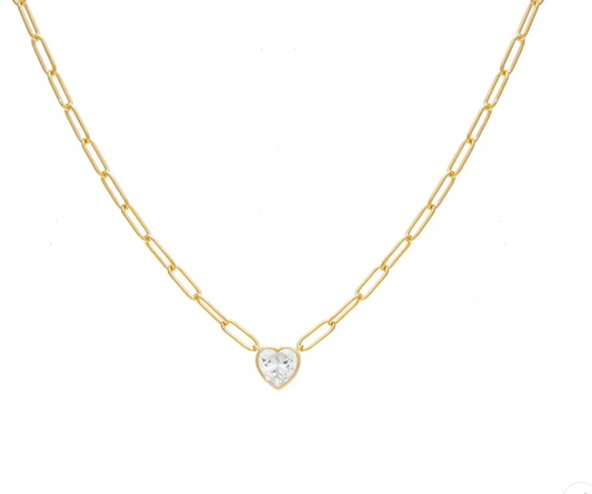 Crystal Heart Chained Necklace