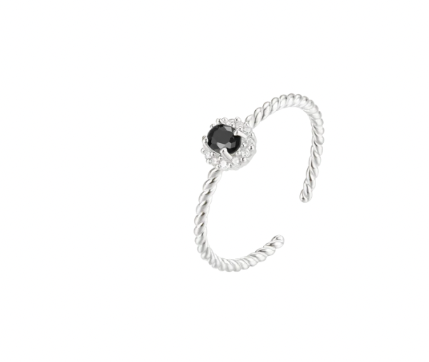 Pavé Black Oval Stone Rope Ring