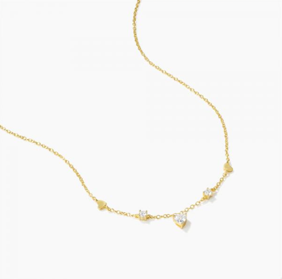 Crystal Heart Charms Necklace