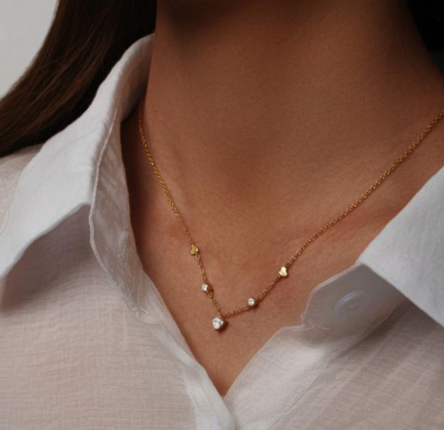 Crystal Heart Charms Necklace