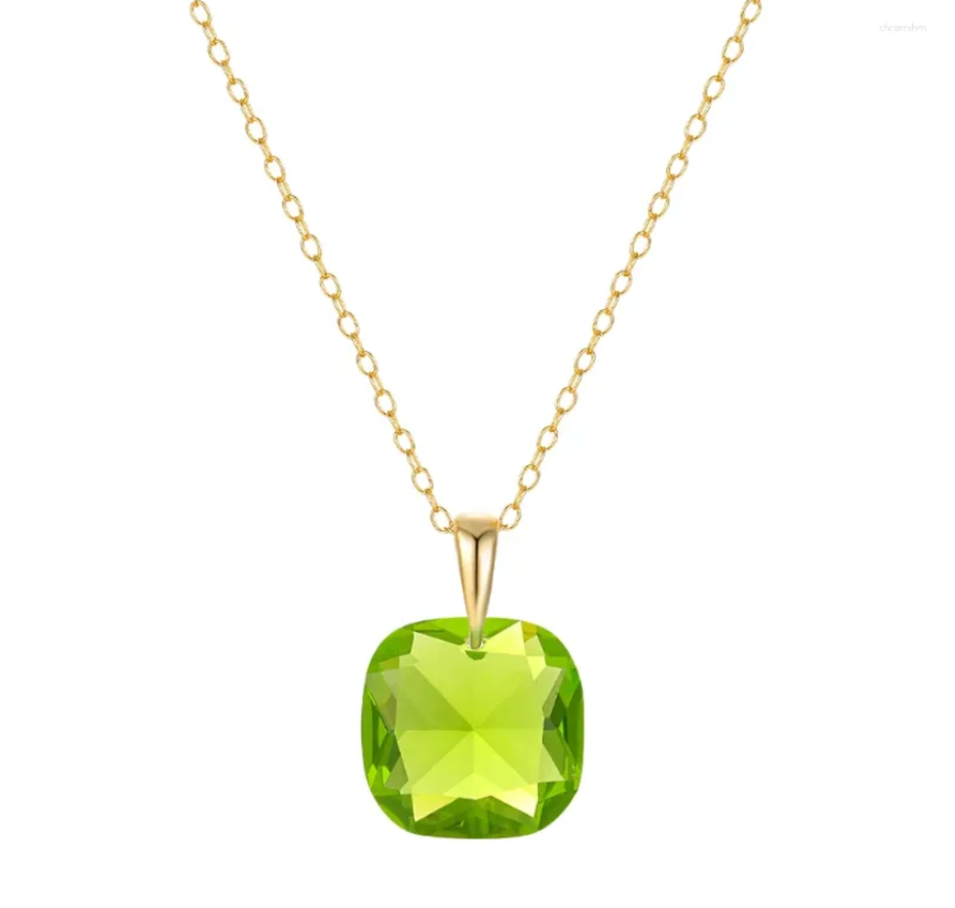 Lime Crystal Square Necklace