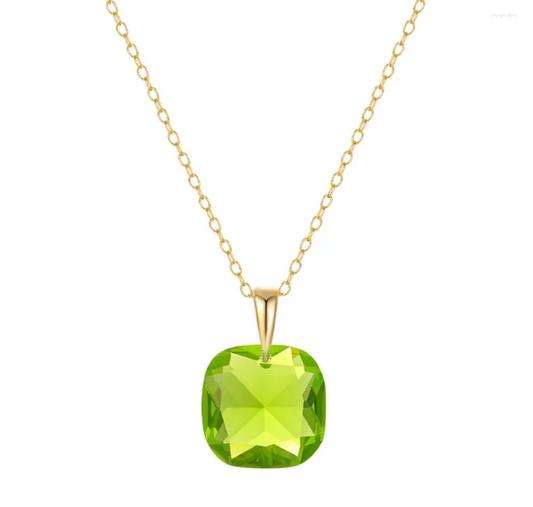 Lime Crystal Square Necklace