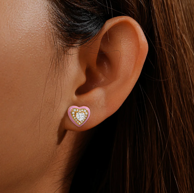 Crystal Candy Heart Stud Earring