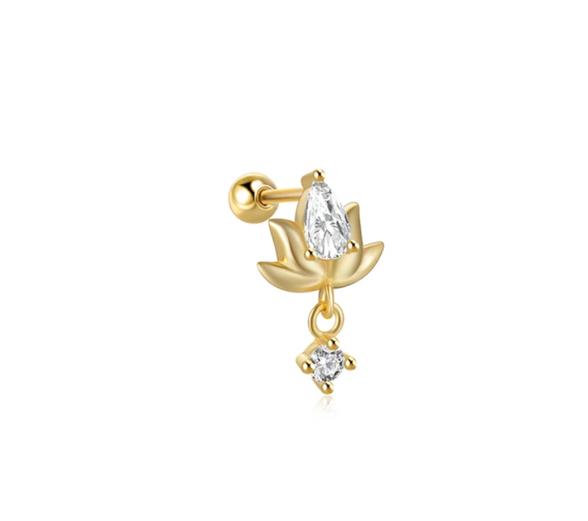 Crystal Marquise Lotus Dangling Circle Stud