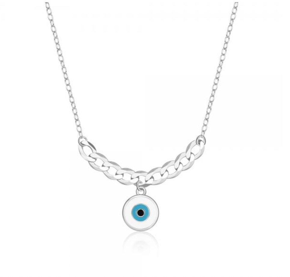 Chained Enamel Eye Necklace