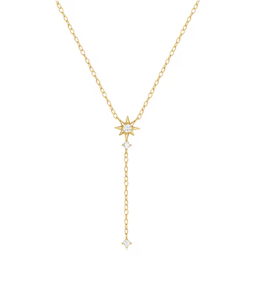 Shining Star with Circle Stones Lariat Necklace