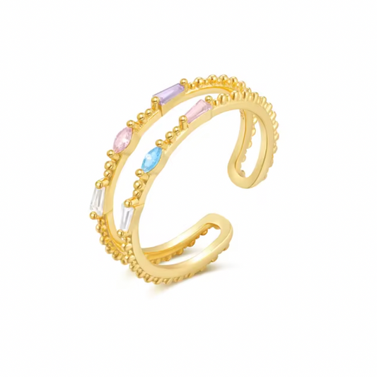 Pastel Shapes Double Illusion Ring