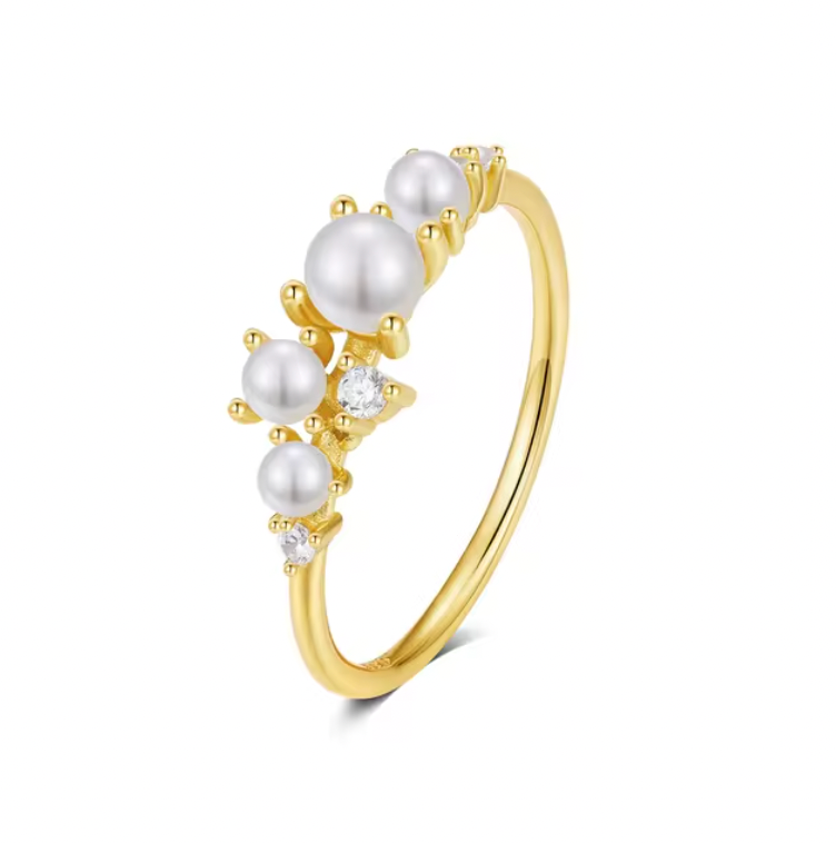 Multi Pearls with Circle Stones Ring