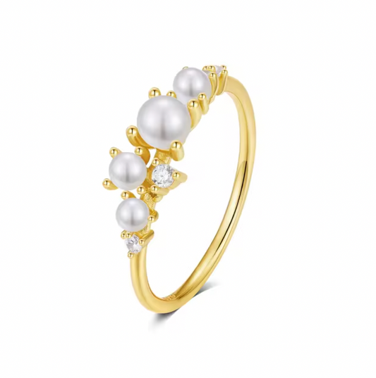 Multi Pearls with Circle Stones Ring