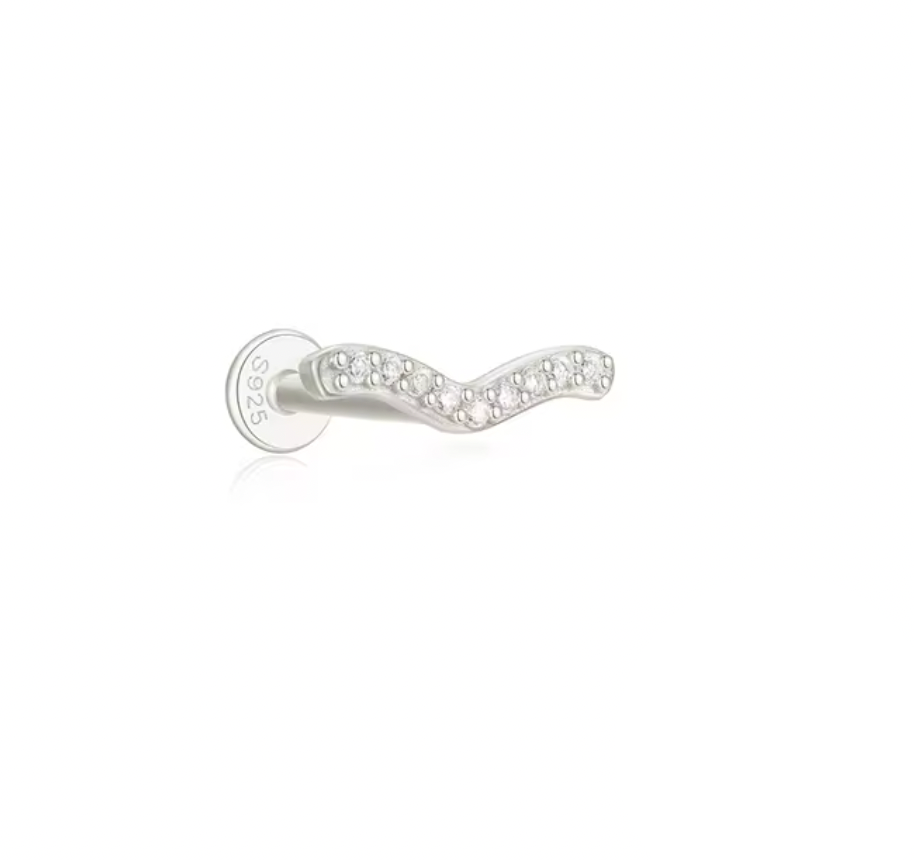 Pavé Flat V Stud Earring