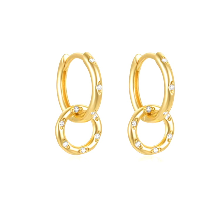 Dangling Hollow Circle Charm Bold Hoops