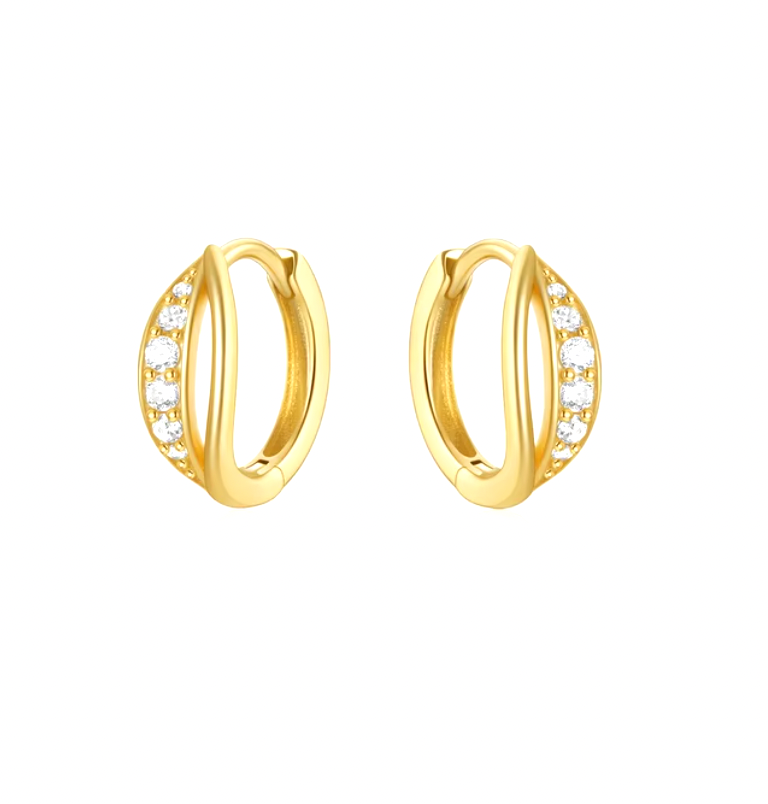 Double Line Curved Pavé Bold Hoops