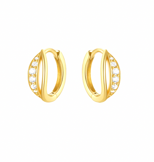 Double Line Curved Pavé Bold Hoops