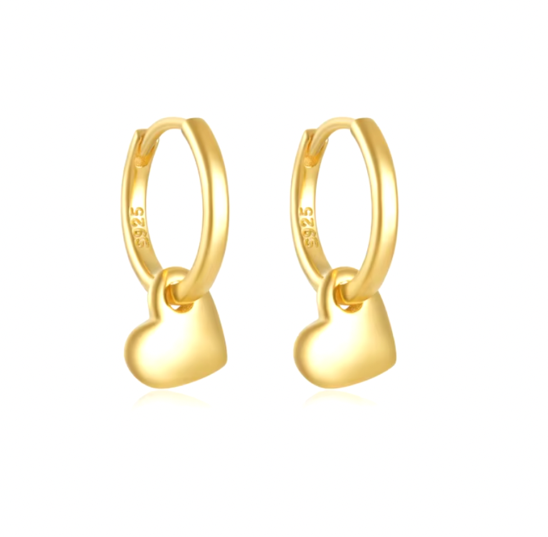 Dangling Bold Heart Hoops