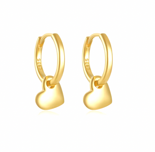 Dangling Bold Heart Hoops