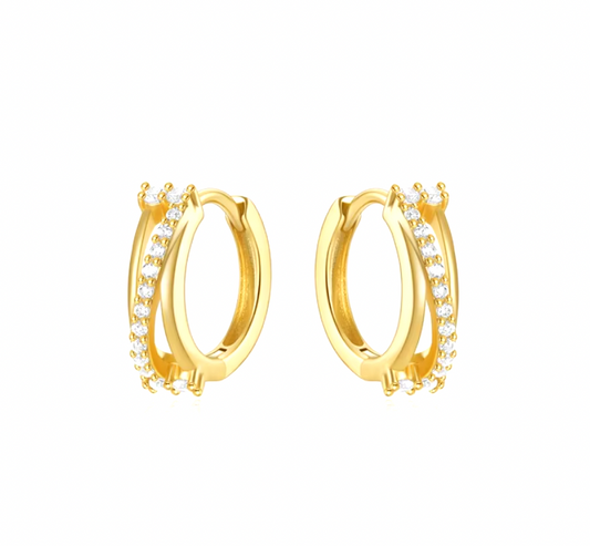 Pavé Bold Triple Line Hoops