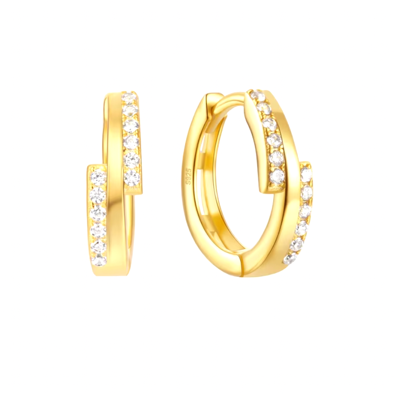 Bold Line with Double Pavé Twisted Hoops