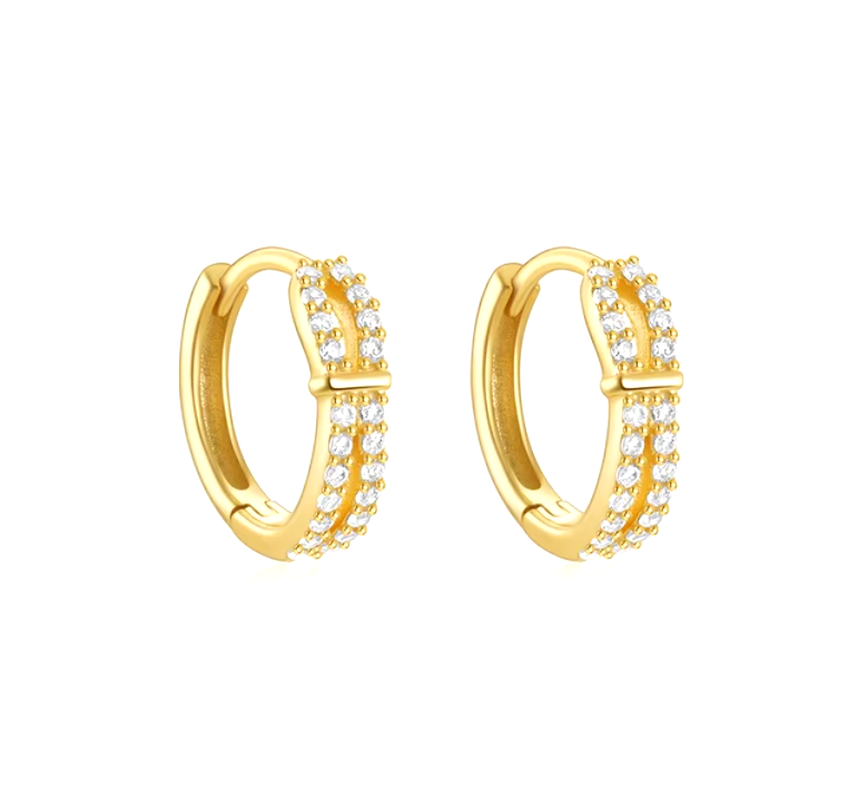 Double Pavé Line with Bold Bar Hoops
