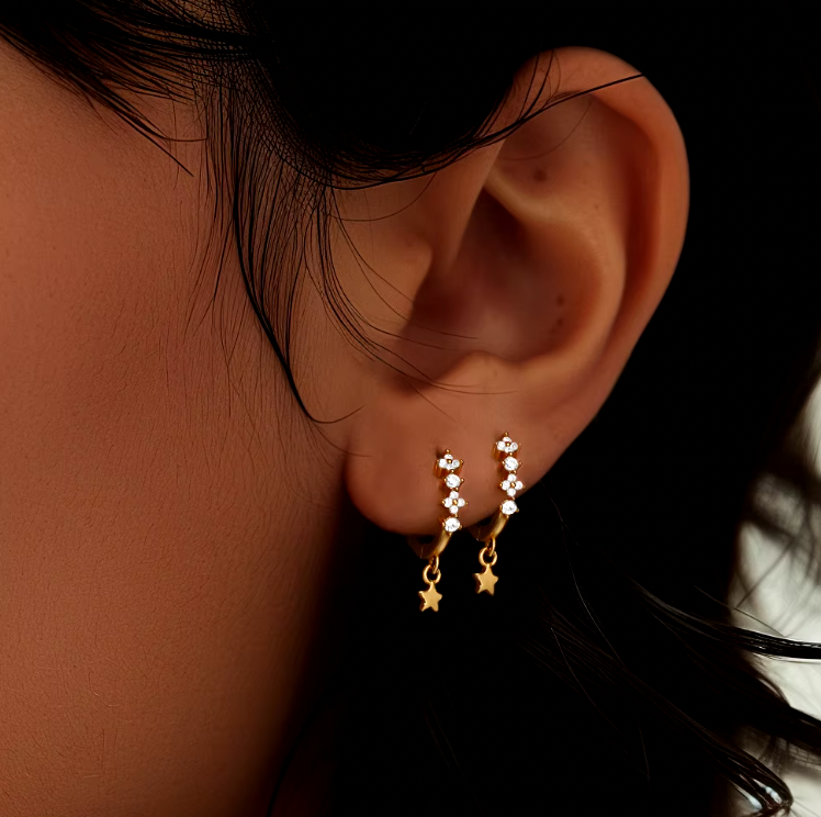 Sparkly Hoops with Mini Dangling Star