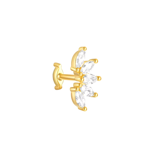 Big Crown Crystal Marquise Double Sided Stud