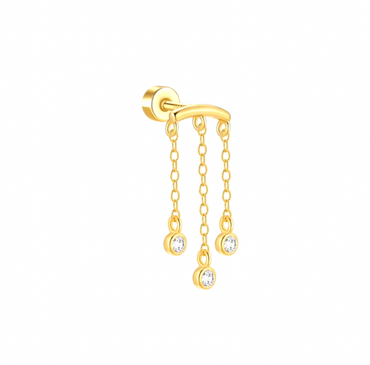 Dangling Triple Circles Chains Curved Bar Stud